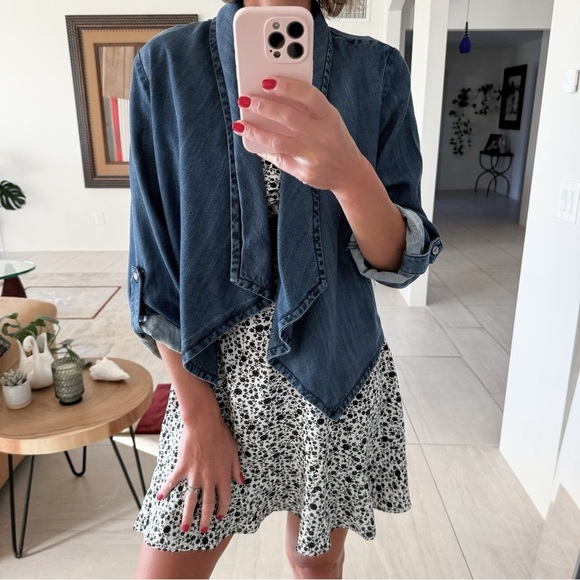 Karen Kane Denim Bomber Jacket Size M - Picture 1 of 8